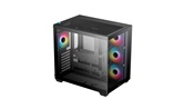 Корпус Deepcool CG530 4F, TG (aquarium), 4x120mm ARGB Fan, mini-ITX, mATX, ATX, черный